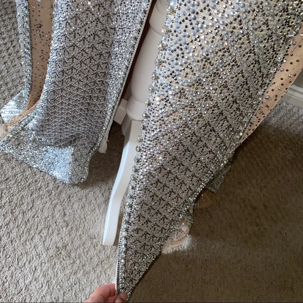 NEW Od Rica Silver Champagne Crystal Sparkling Rhinestone Wedding Evening Dress - Picture 11 of 16